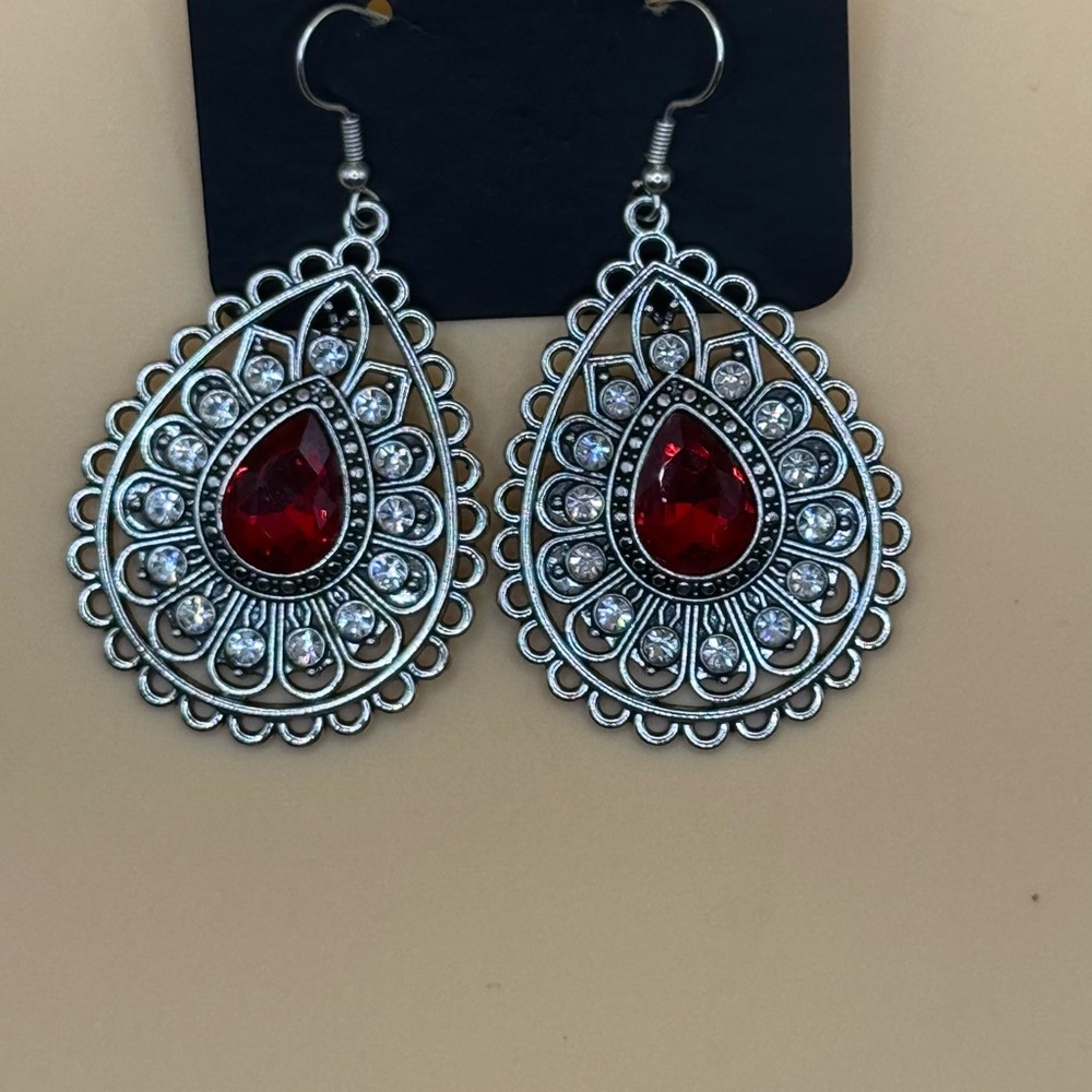 Paparazzi Red Teardrop Statement Earrings